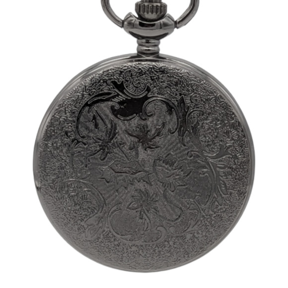 Pocket Watch NEW Black Cutout Spiderweb Gift Vintage Look - Picture 4 of 6